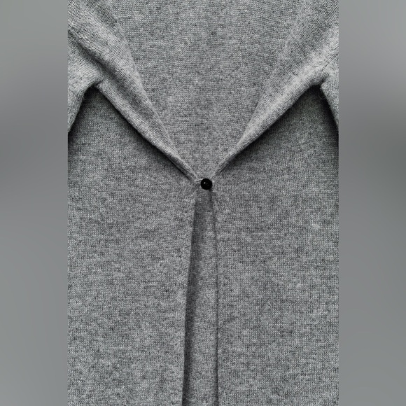 NWT. Zara Gray Wool Blend Knit Buttoned Multi-positional Midi Dress. Size L. - Picture 12 of 15